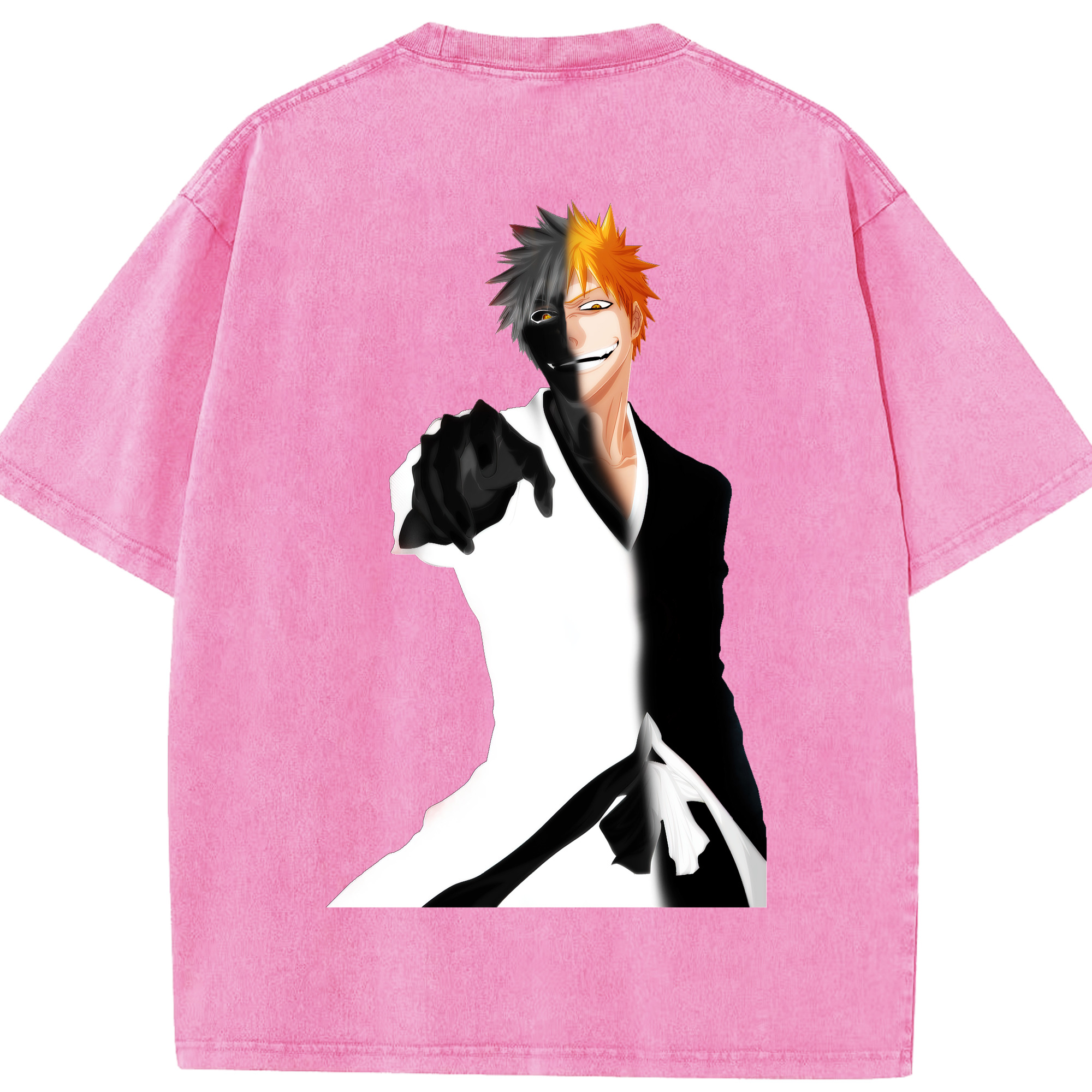 （画像用） ブリーチ 黒崎一護（くろさき いちご）BLEACH Kurosaki Ichigo 綿100% ヴィンテージ風 半袖Tシャツ（背面プリント）